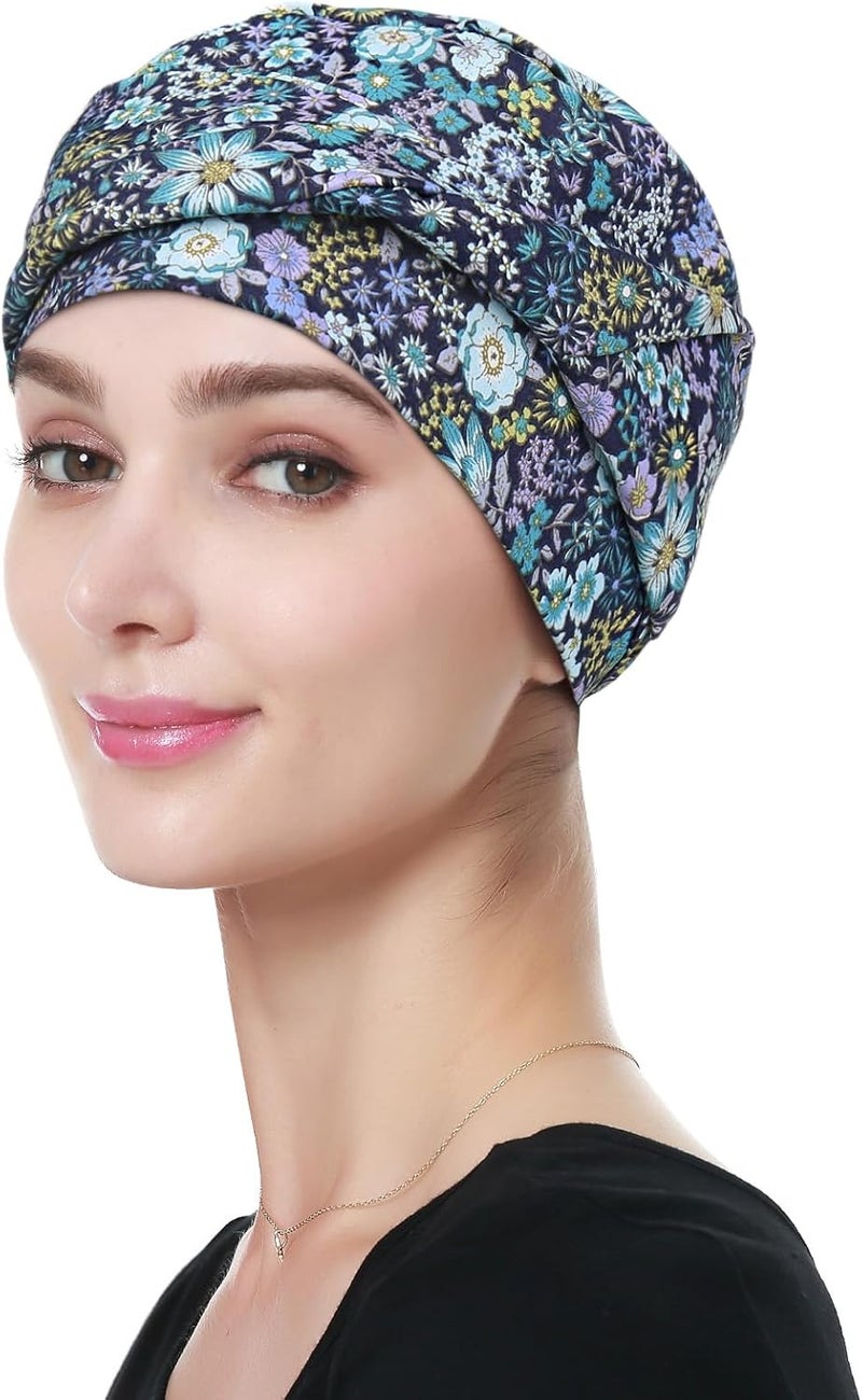 Alnorm 100% Cotton Fashion Headwear Chemo Caps with Stretchy Band for Hair Loss Women - Image 5